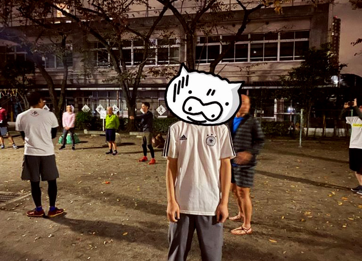 近くの公園で準備体操